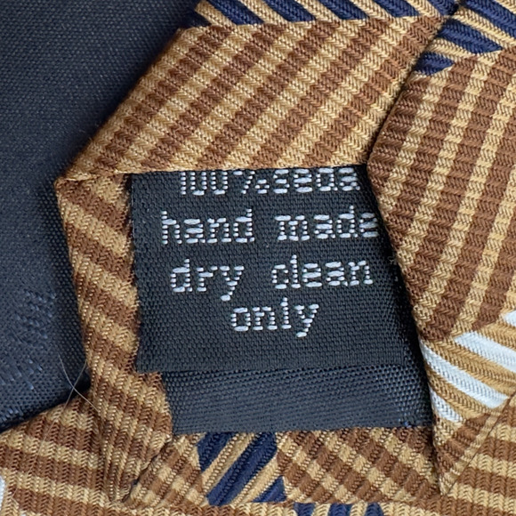 Bella Moda 100% Silk Dress Made in Italy Tie Gold Bold Stripe Pattern 60" 3.75" - Picture 7 of 10